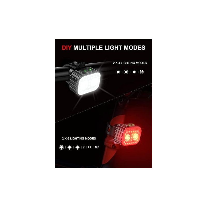 Bike Lights, Bike Lighting Parts, Rechargeable Bicycle Lights Set, Waterproof Bike Lights for Night Riding/Cycling Safety