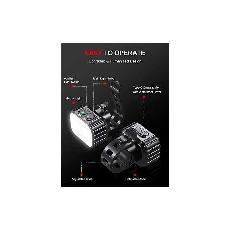 Bike Lights, Bike Lighting Parts, Rechargeable Bicycle Lights Set, Waterproof Bike Lights for Night Riding/Cycling Safety