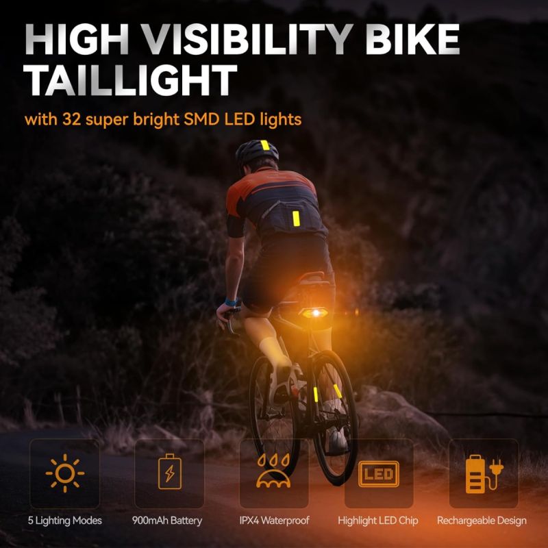 Bike Tail Light with Turn Signals USB Rechargeable Bike Turn Signals 120 Lumens Ultra Bright LED Turn Signals for Bicycle