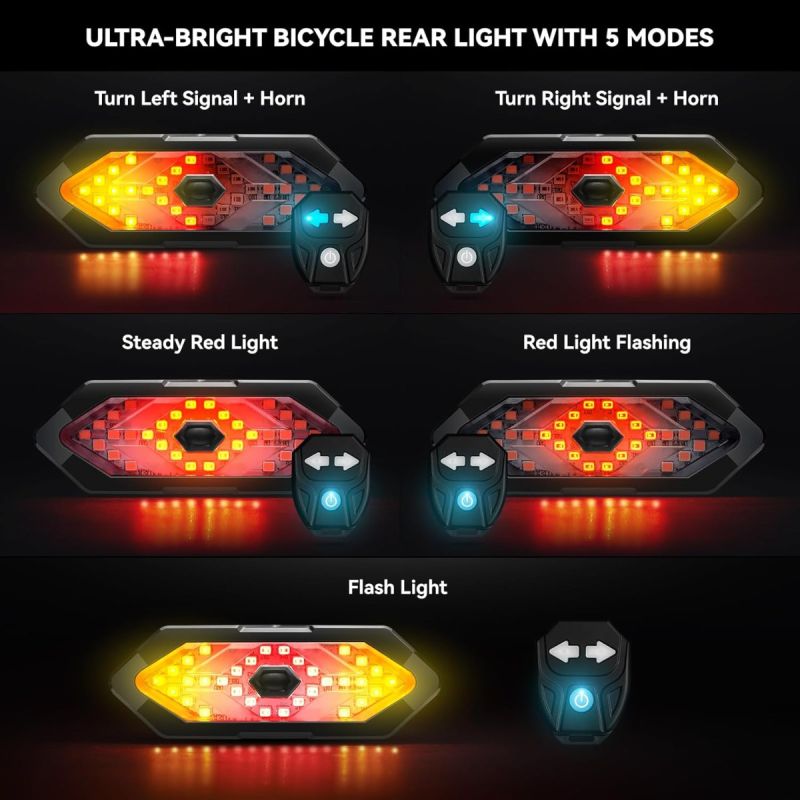 Bike Tail Light with Turn Signals USB Rechargeable Bike Turn Signals 120 Lumens Ultra Bright LED Turn Signals for Bicycle