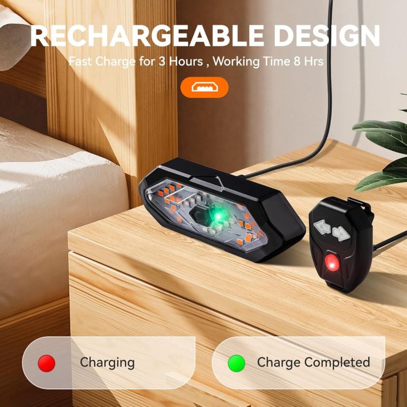 Bike Tail Light with Turn Signals USB Rechargeable Bike Turn Signals 120 Lumens Ultra Bright LED Turn Signals for Bicycle