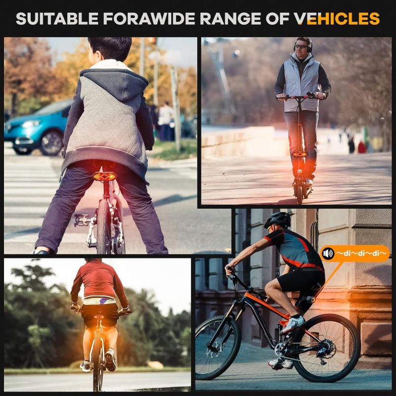 Bike Tail Light with Turn Signals USB Rechargeable Bike Turn Signals 120 Lumens Ultra Bright LED Turn Signals for Bicycle