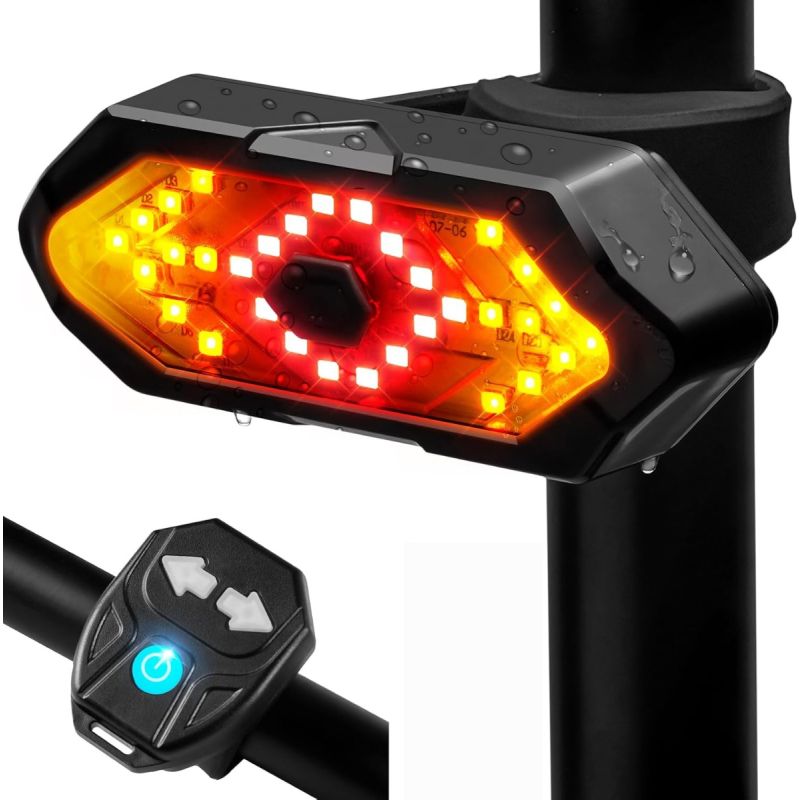 Bike Tail Light with Turn Signals USB Rechargeable Bike Turn Signals 120 Lumens Ultra Bright LED Turn Signals for Bicycle