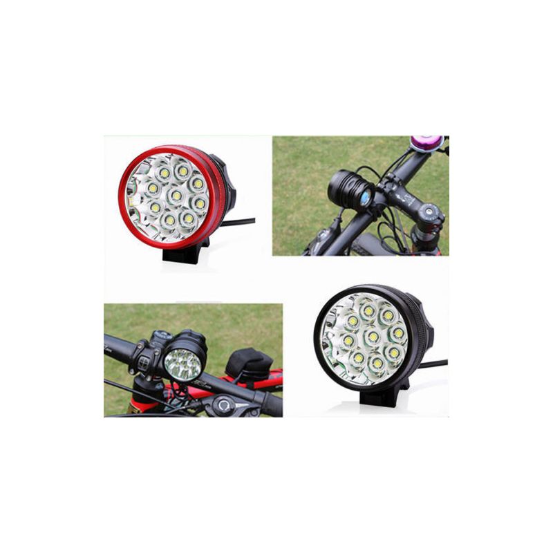 9xT6 Bicycle Front Light Ultra Bright MTB Bike Handlebar Flashlight With 9000mAh 8.4v Battery Pack Night Cycling LED Lamp