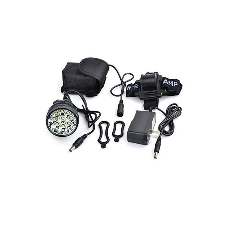9xT6 Bicycle Front Light Ultra Bright MTB Bike Handlebar Flashlight With 9000mAh 8.4v Battery Pack Night Cycling LED Lamp
