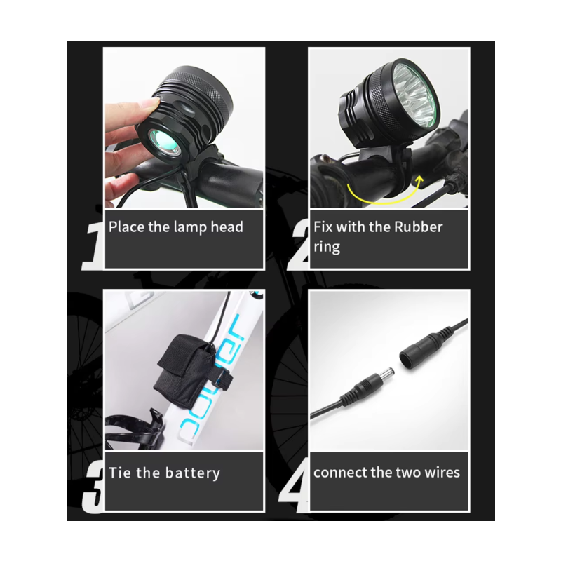 9xT6 Bicycle Front Light Ultra Bright MTB Bike Handlebar Flashlight With 9000mAh 8.4v Battery Pack Night Cycling LED Lamp