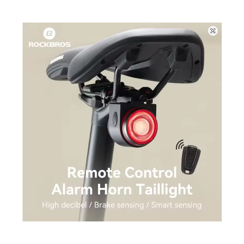 ROCKBROS A8 PRO Remote Control Bicycle Tail Light + Horn Brake Sensing Alarm Taillight IPX5 Bicycle Rear Light Electronic Bike Bell