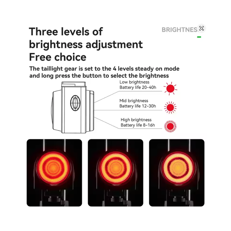 ROCKBROS A8 PRO Remote Control Bicycle Tail Light + Horn Brake Sensing Alarm Taillight IPX5 Bicycle Rear Light Electronic Bike Bell