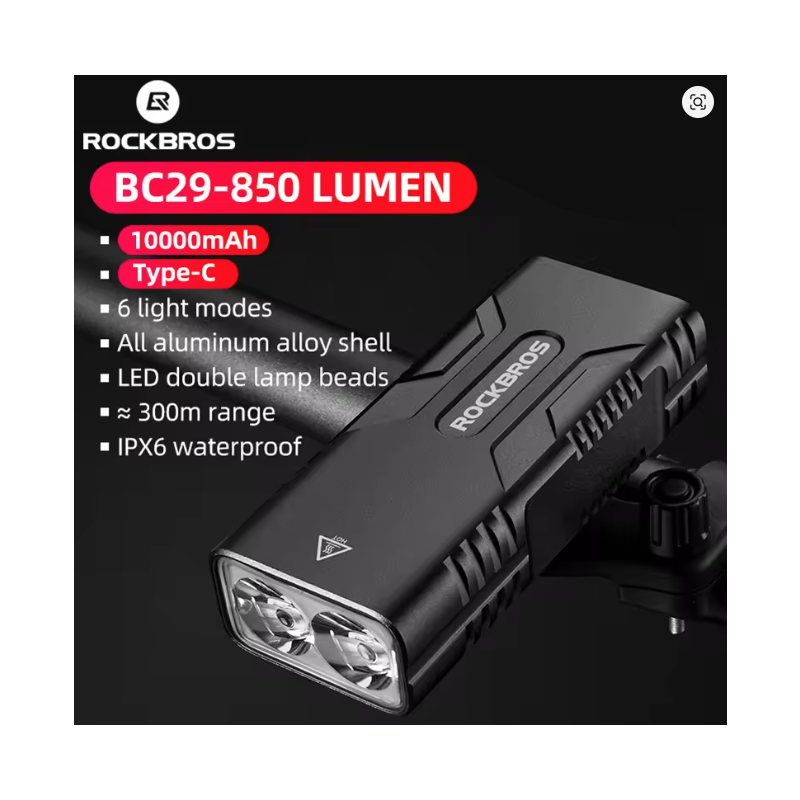 ROCKBROS BC29 2T6 LED Bicycle Light 10W MTB Bike light 10000 mAh Bike Front Lamp