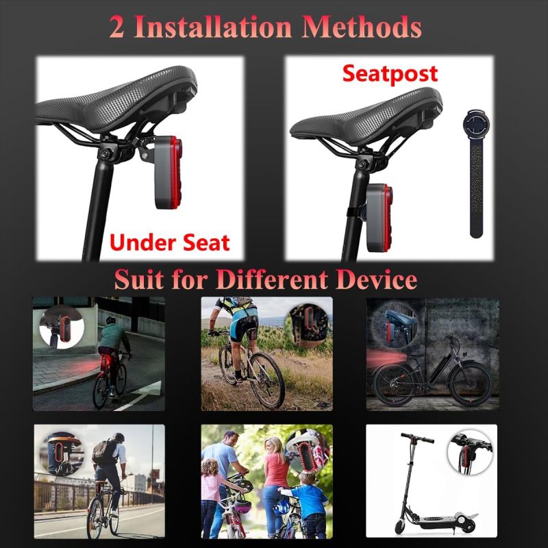 Bike Rear View Camera with Tail Light APP Control 1080P 150° Wide Angle Bicycle Camera IPX6 Waterproof USB-C Rechargeable for Mountain Road Bike E-Bikes