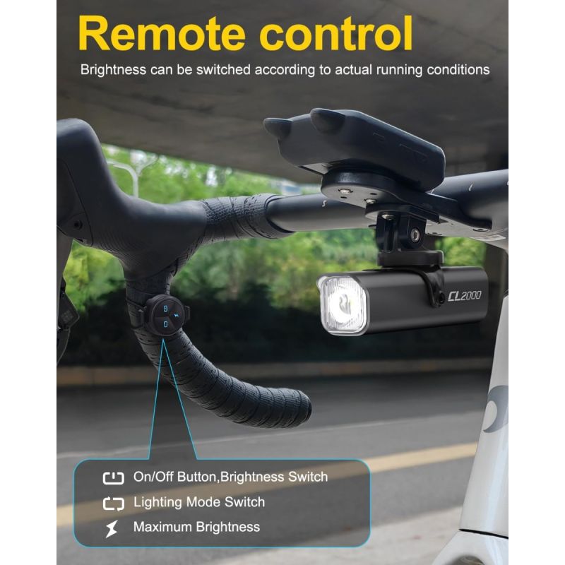 TOWILD CL2000 Bicycle Light With Cut-off Line Beam 2000LM Rechargeable 5000mAh Led Bike Front Lights IPX6 MTB Cycling Headlights