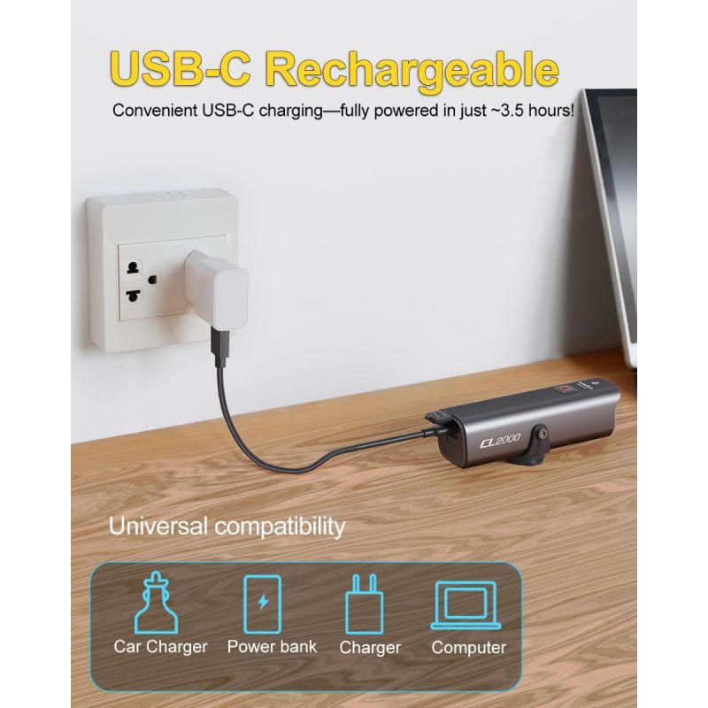 TOWILD CL2000 Bicycle Light With Cut-off Line Beam 2000LM Rechargeable 5000mAh Led Bike Front Lights IPX6 MTB Cycling Headlights