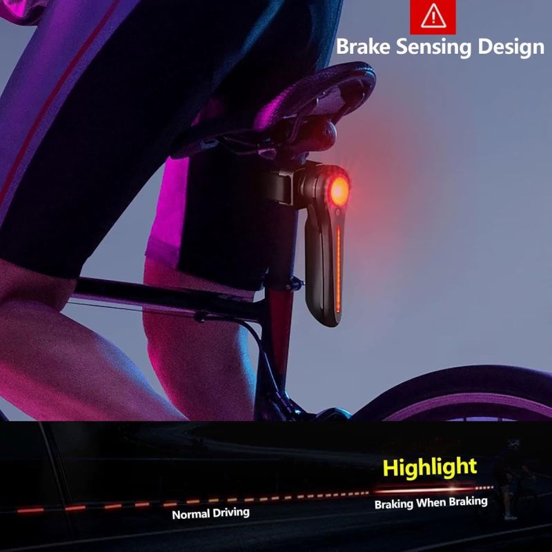 Bike Tail Light Smart Bicycle Taillight for Night Riding