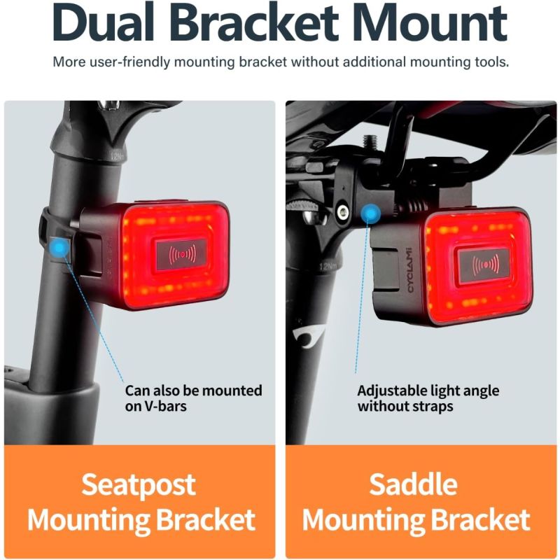 Smart Radar bike Tail Light Bicycle Brake Sensing Lamp IPx6 Waterproof USB Rechargeable Cycling Taillight