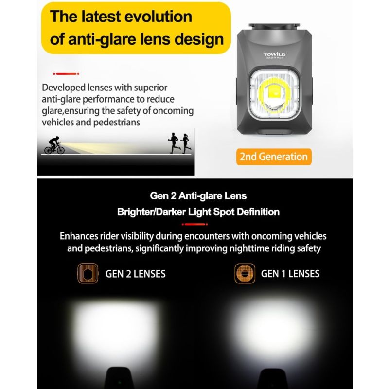 TOWILD DL1200S Bike Lights for Night Riding,1200LM Super Bright Bicycle Headlight,Waterproof Bike Front Light for Mtb Cycling Headlights