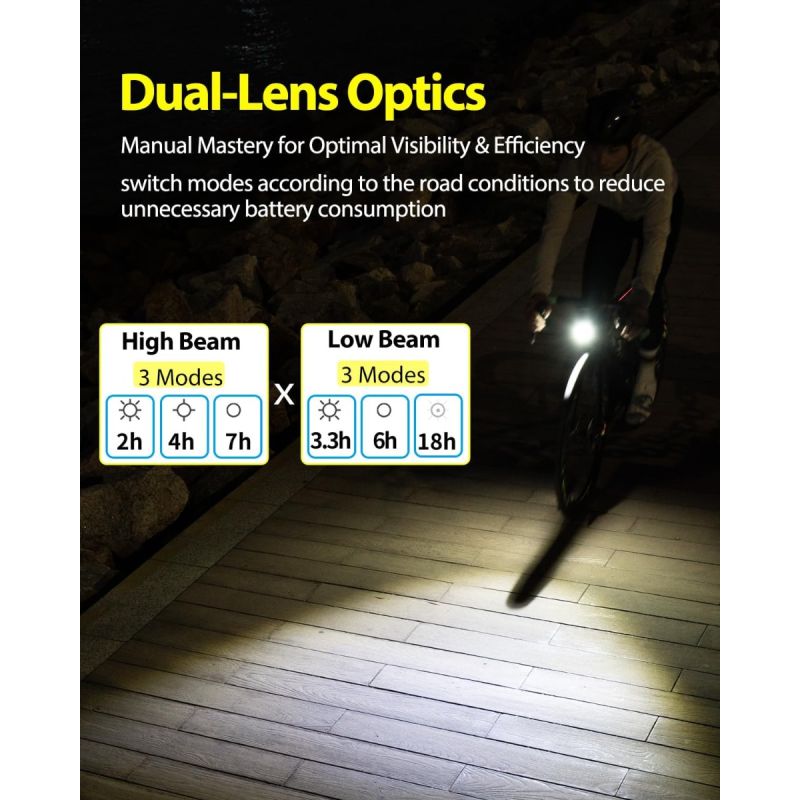 TOWILD DL1700 Bicycle Light With Cut-Off Line Beam1900LM Rechargeable Bike Front Light Mtb Cycling Headlights