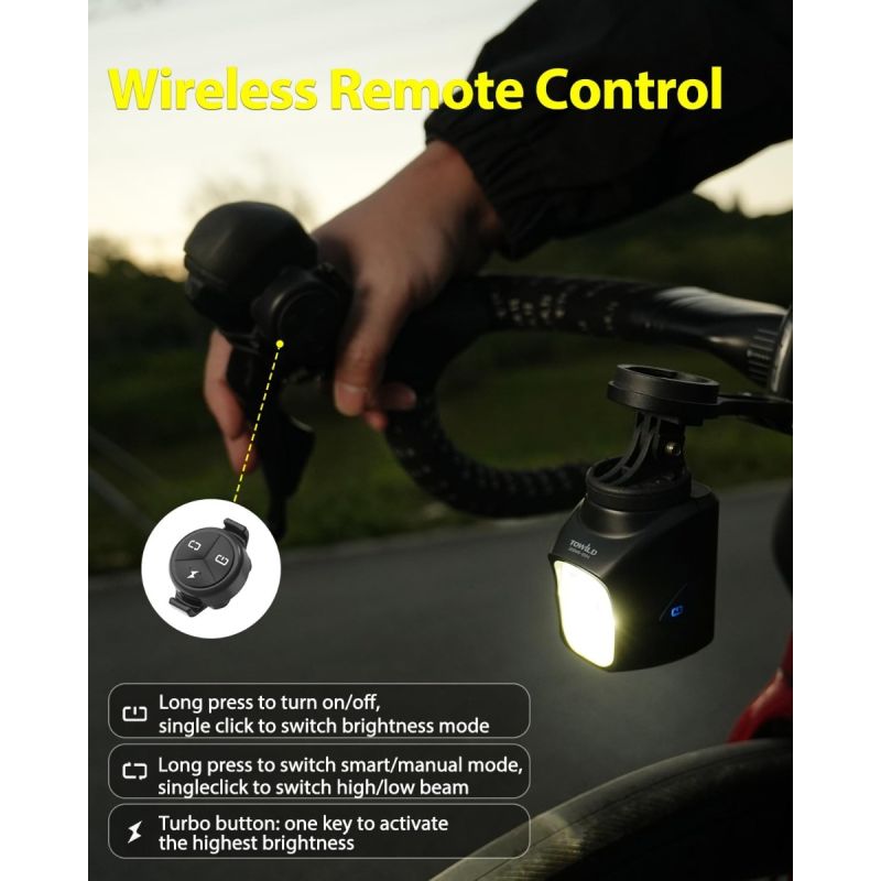 TOWILD DL1700 Bicycle Light With Cut-Off Line Beam1900LM Rechargeable Bike Front Light Mtb Cycling Headlights