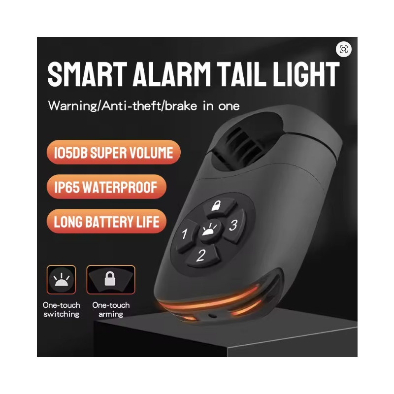 Bicycle Password Anti-theft Alarm Taillight 105dB Loud Burglar Alarm IPX6 Waterproof 4 Lighting Mode Bike Brake Warning Light