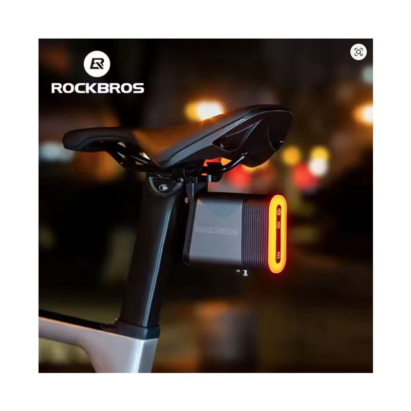ROCKBROS Bicycle Tail Light With Lock Smart Brake Sensing Safety Warning IPX6 Waterproof Type-C Charging Cycling Rear Light 