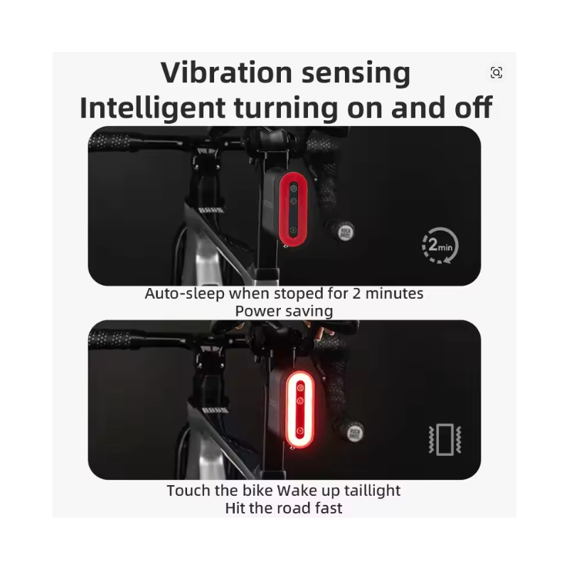 ROCKBROS Bicycle Tail Light With Lock Smart Brake Sensing Safety Warning IPX6 Waterproof Type-C Charging Cycling Rear Light 