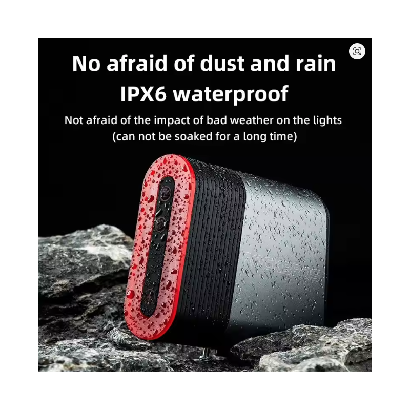 ROCKBROS Bicycle Tail Light With Lock Smart Brake Sensing Safety Warning IPX6 Waterproof Type-C Charging Cycling Rear Light 