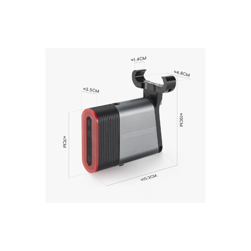 ROCKBROS Bicycle Tail Light With Lock Smart Brake Sensing Safety Warning IPX6 Waterproof Type-C Charging Cycling Rear Light 