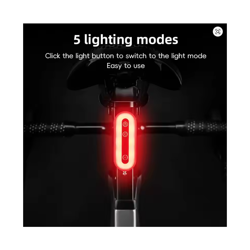 ROCKBROS Bicycle Tail Light With Lock Smart Brake Sensing Safety Warning IPX6 Waterproof Type-C Charging Cycling Rear Light 