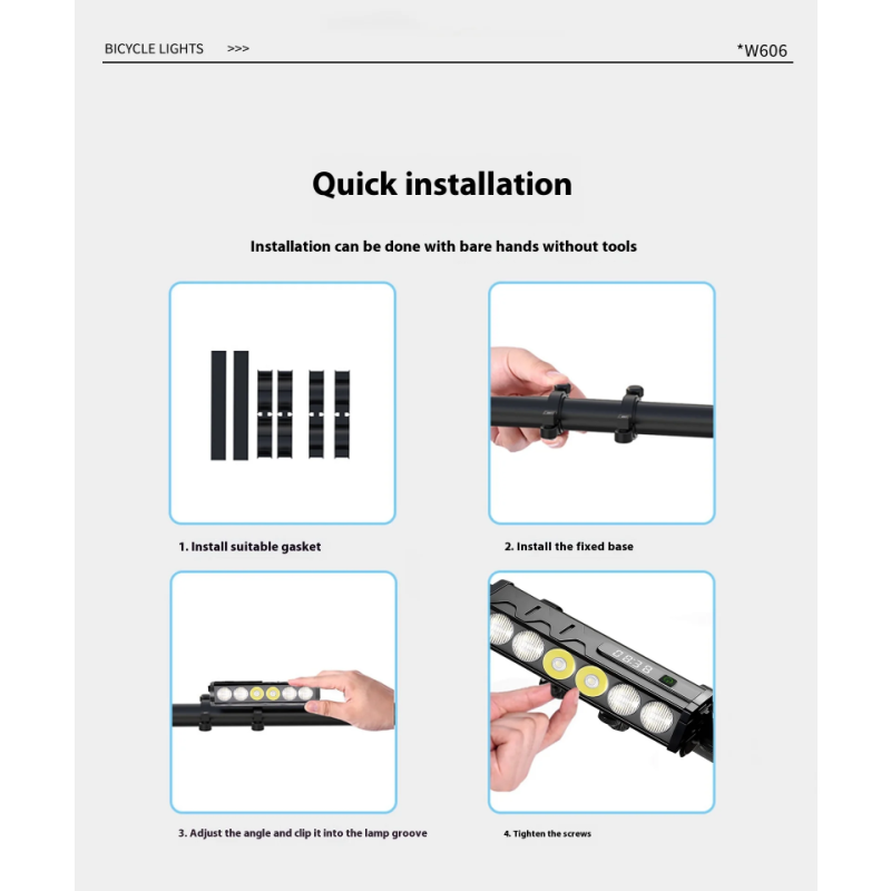 4000 Lumen Bike Headlight Super Bright IPX6 Waterproof 5000mAh USB-C Rechargeable Bicycle Front Light Aluminum Alloy Cycling Headlight for MTB Road Night Riding