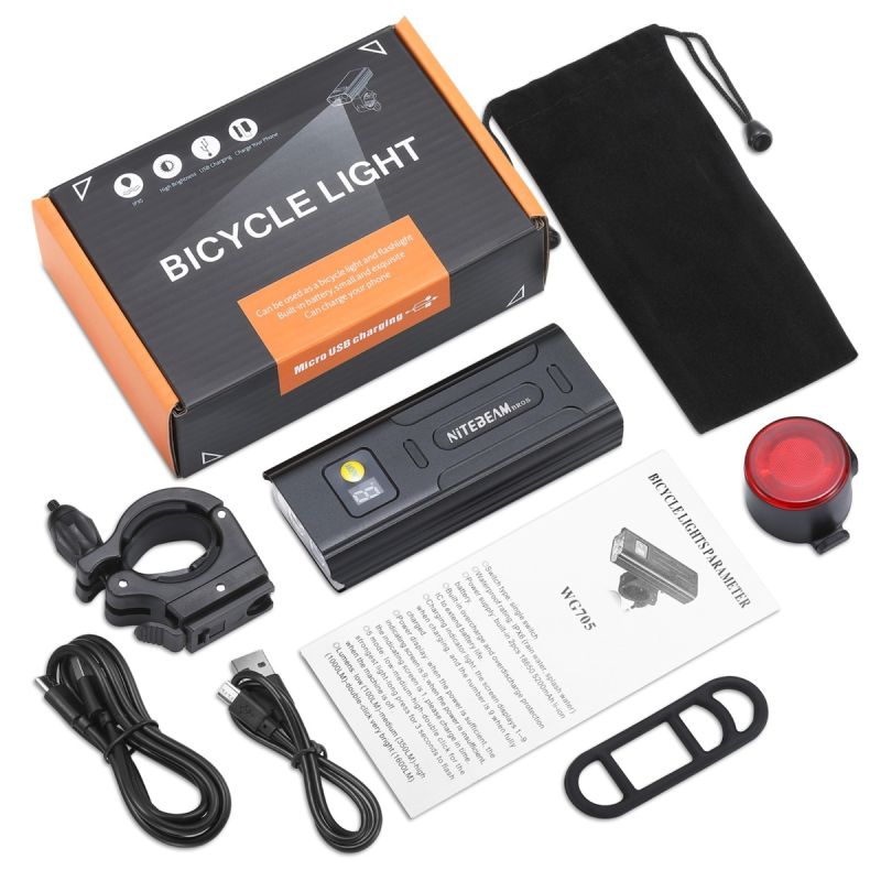 1600 Lumens Bike Lights Front and Rear Set USB Rechargeable Bicycle Headlight Super Bright Bike Front Light with 5x LED Versatile Cycling Safety Accessories for Mountain Road Kids Bikes Emergency Power Bank Function Multiple Modes