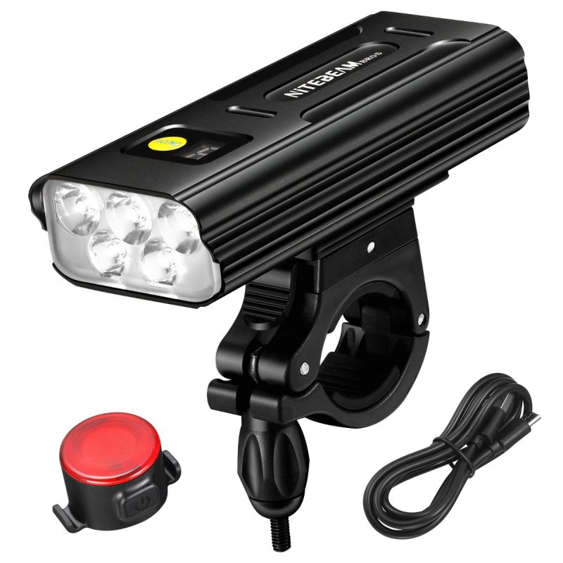 1600 Lumens Bike Lights Front and Rear Set, USB Rechargeable Bicycle Headlight, Super Bright Bike Front Lights with 5x LED