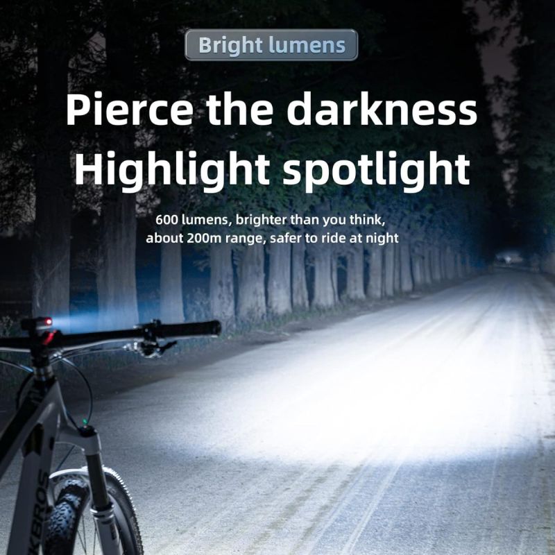 ROCKBROS RHL600 Bike Head Light High-Capacity Rechargeable Bike Front Light 