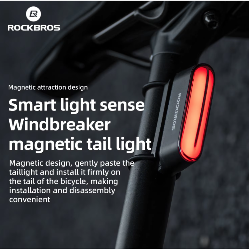 ROCKBROS Magnetic Bike Tail Light Type-C 7 modes Rechargeable LED Bicycle Rear Light for Safety Cycling Light for Road & Mountain