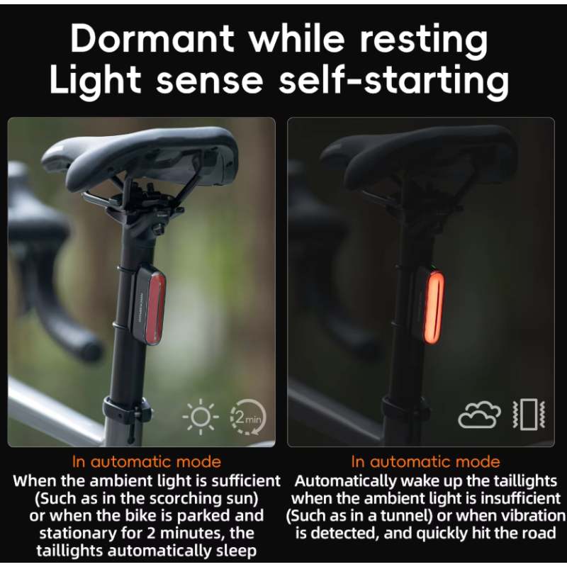 ROCKBROS Magnetic Bike Tail Light Type-C 7 modes Rechargeable LED Bicycle Rear Light for Safety Cycling Light for Road & Mountain