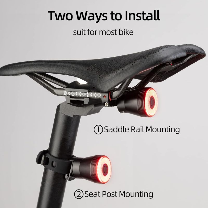ROCKBROS Q5 Bike Tail Light Smart,Brake Sensing Bicycle Rear Lights for Night Ride,Ultra Bright LED Back Lights,Type C USB Rechargeable Cycling Safety Taillight 