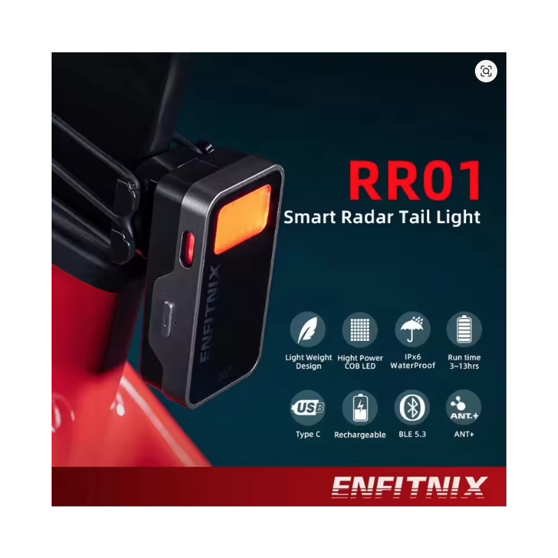 ENFITNIX RR01 Smart Radar Tail Light Bike Radar Tail Light Smart Rear Radar Taillight Brake Rechargeable USBSensing