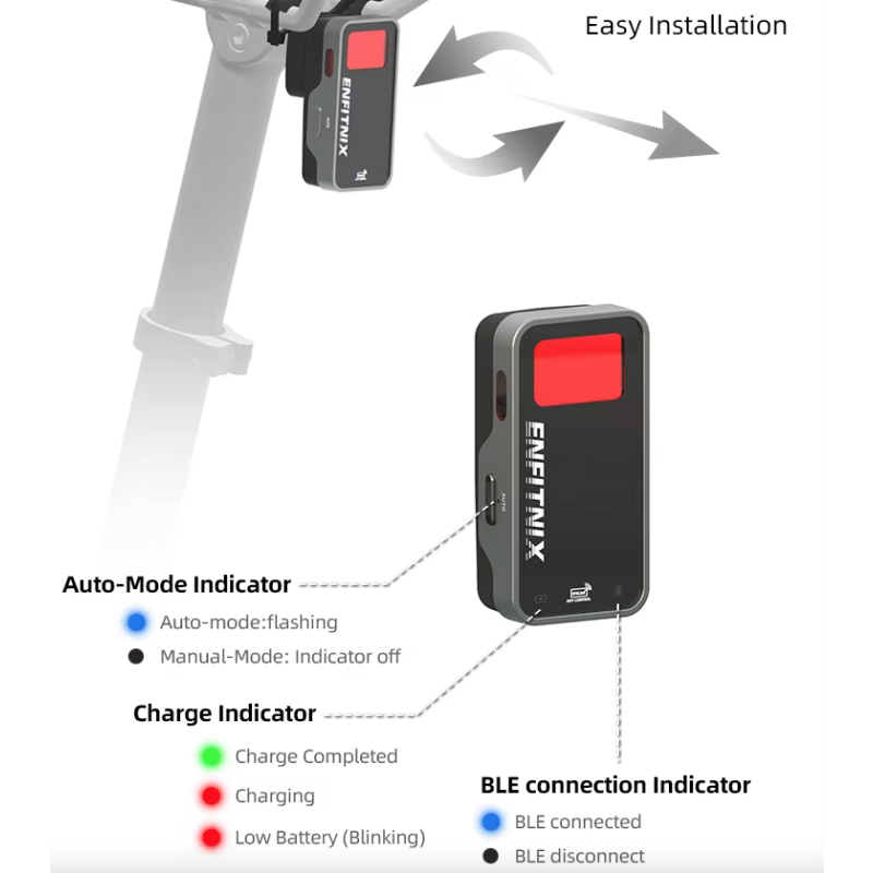 ENFITNIX RR01 Smart Radar Tail Light Bike Radar Tail Light Smart Rear Radar Taillight Brake Rechargeable USBSensing