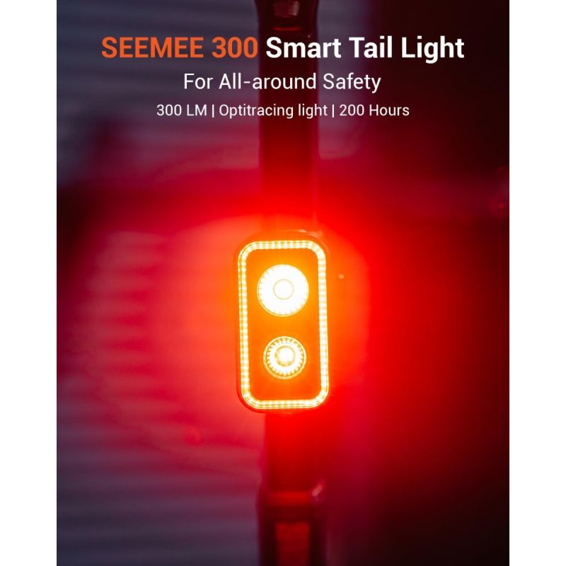 MagicShine SEEMEE 300 Bike Taillight,300 Lumen Bike Tail Light,360° Visible Smart Brake Sensor IPX6 Waterproof Rear Bike Light