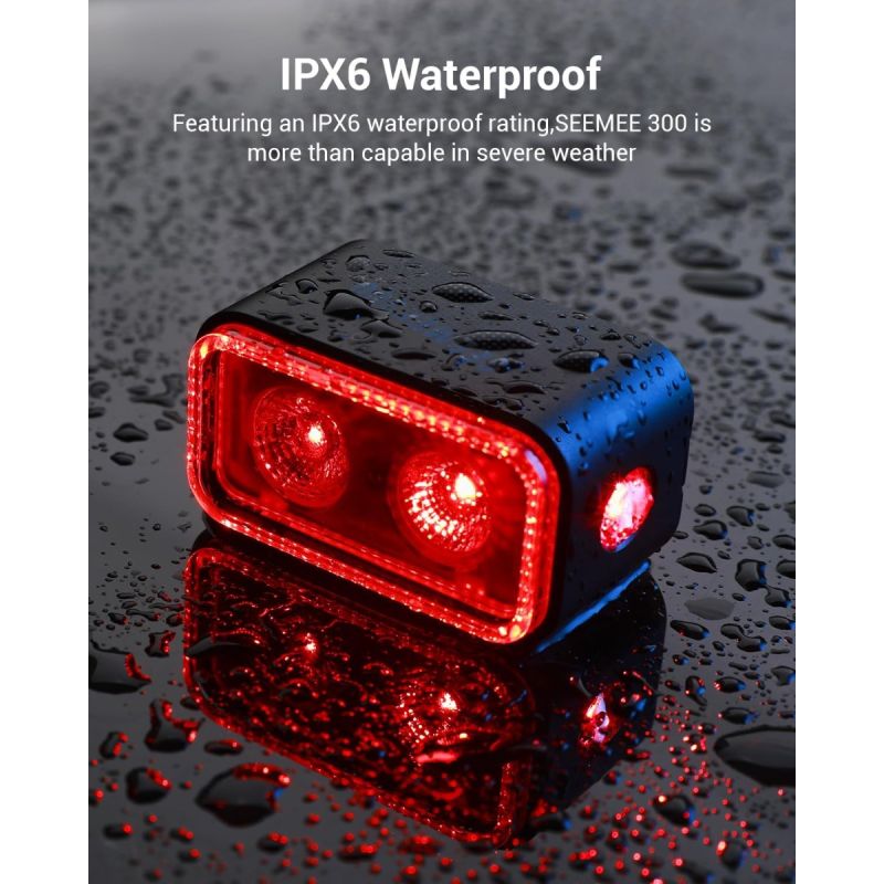 MagicShine SEEMEE 300 Bike Taillight,300 Lumen Bike Tail Light,360° Visible Smart Brake Sensor IPX6 Waterproof Rear Bike Light
