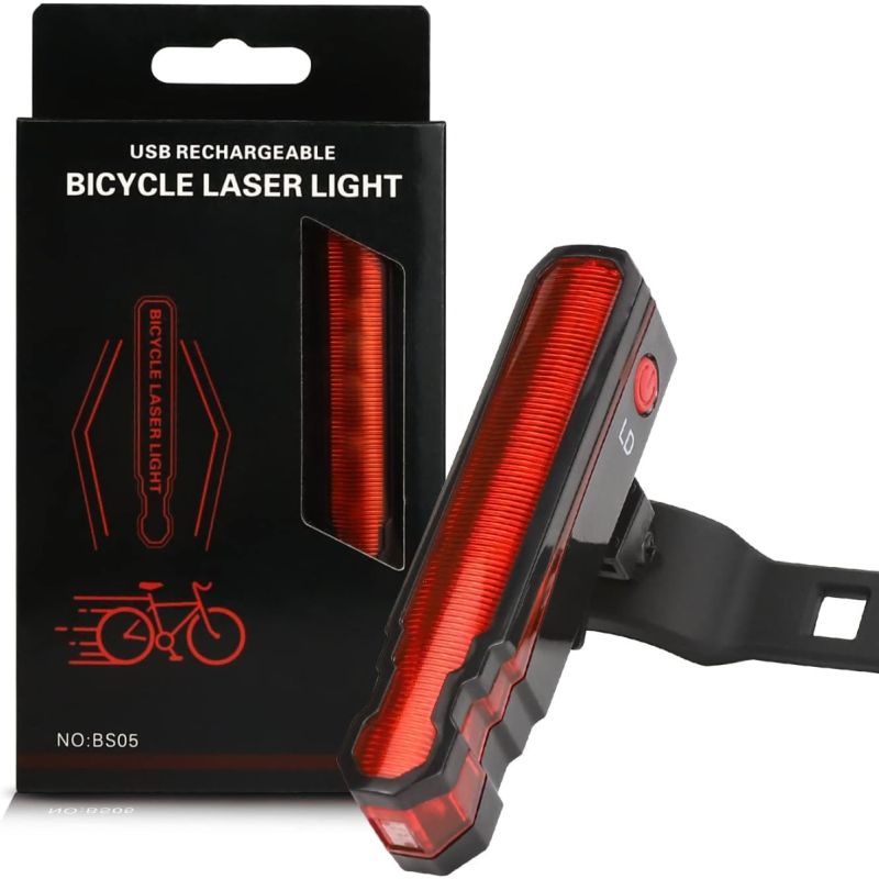 Bike Tail Light Rechargeable, Red LED Rear Bike Lights, Bicycle Laser Back Taillight Cycling Safety Warning Light, Bike Lights for Night Riding