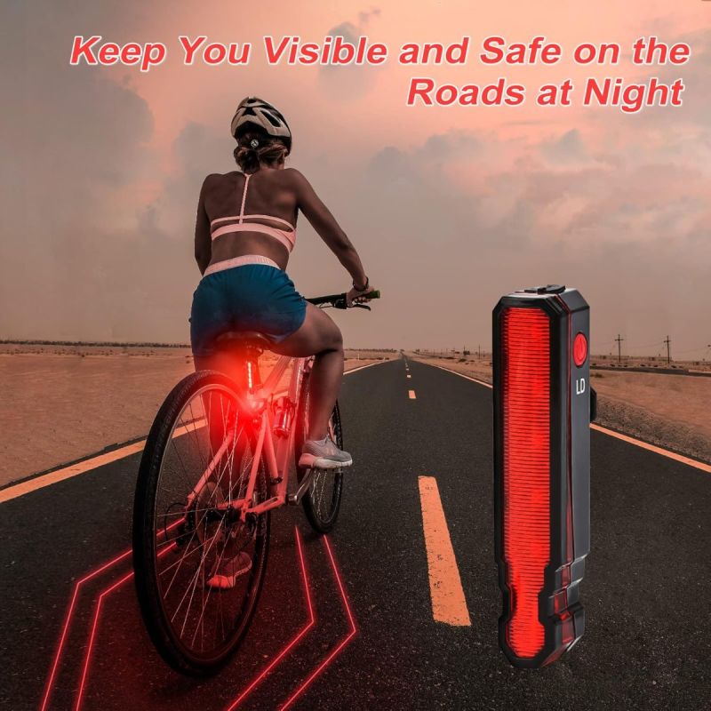Bike Tail Light Rechargeable, Red LED Rear Bike Lights, Bicycle Laser Back Taillight Cycling Safety Warning Light, Bike Lights for Night Riding