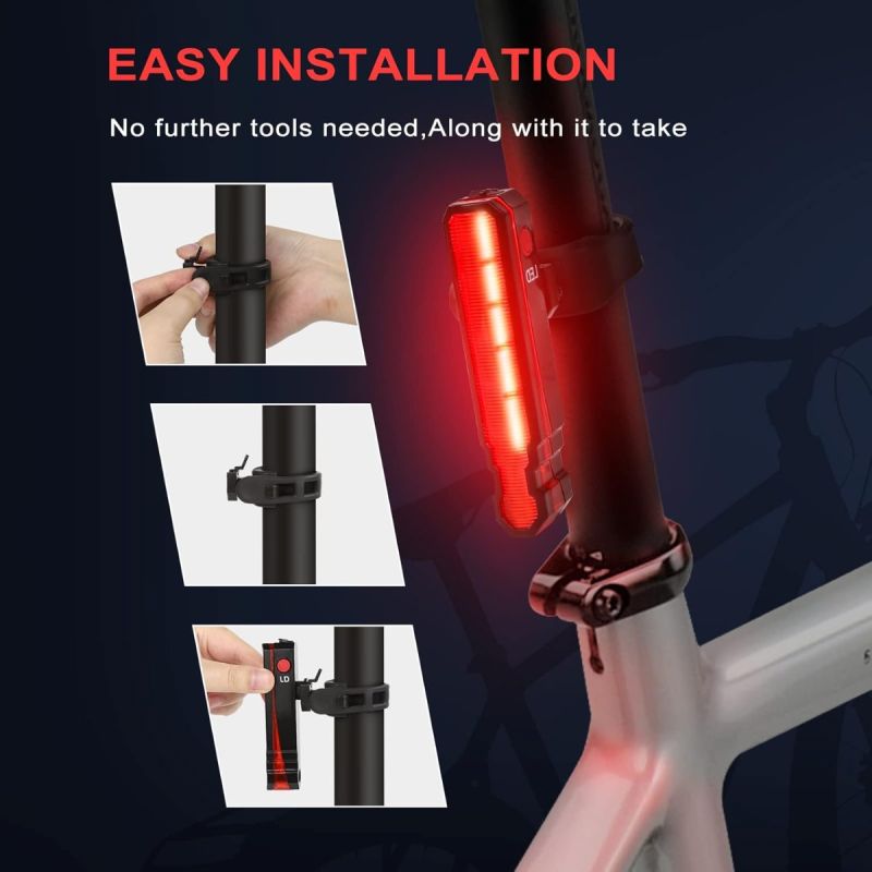Bike Tail Light Rechargeable, Red LED Rear Bike Lights, Bicycle Laser Back Taillight Cycling Safety Warning Light, Bike Lights for Night Riding