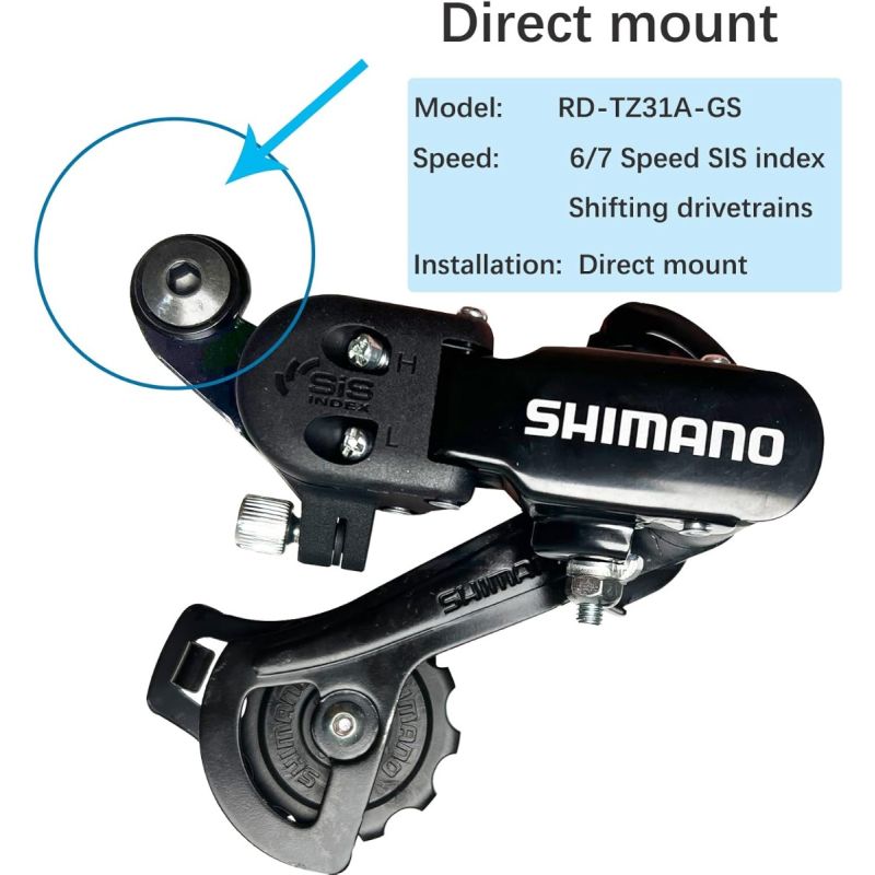Bicycle Rear Derailleur Tourney RD-TZ31 6/7 Speed Direct Mount/Hanger Mount for MTB Bike