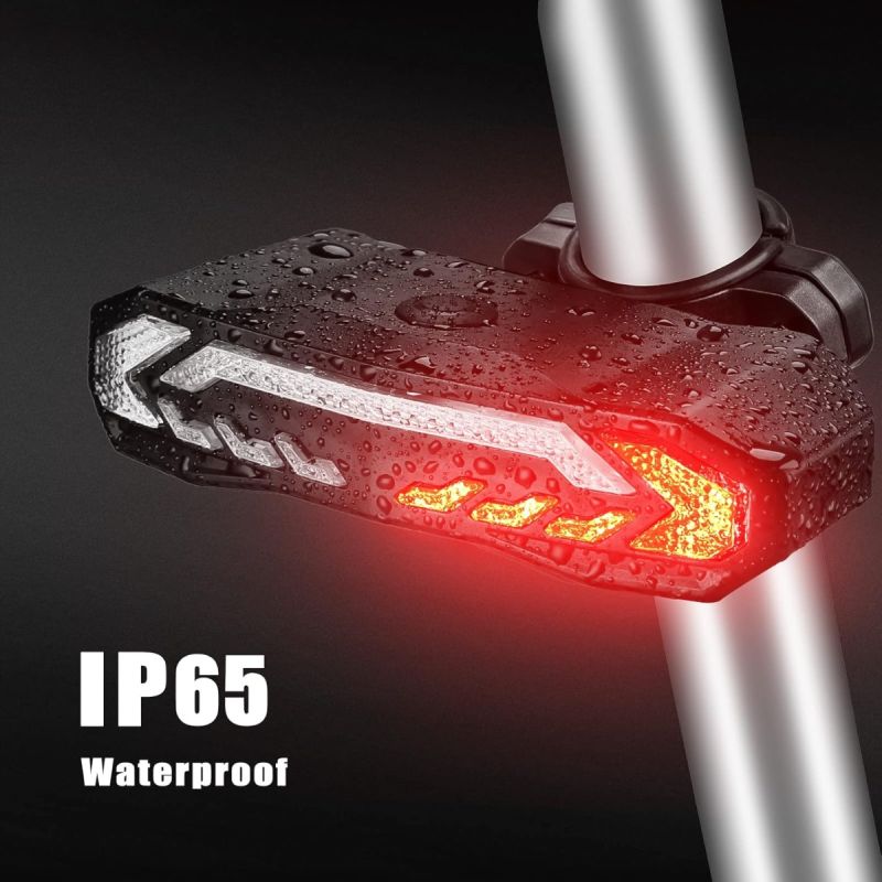 Smart Bike Light with Turn Signals, Brake Light, and Alarm Horn - Rechargeable Waterproof Rear Bicycle Tail Light with Remote