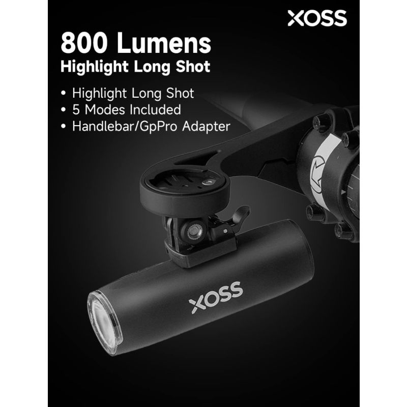 XOSS XL800 Bike Headlight 800 Lumen USB Rechargeable Road MTB Front Lamp Bicycle Light Aluminium Ultralight Flashlight