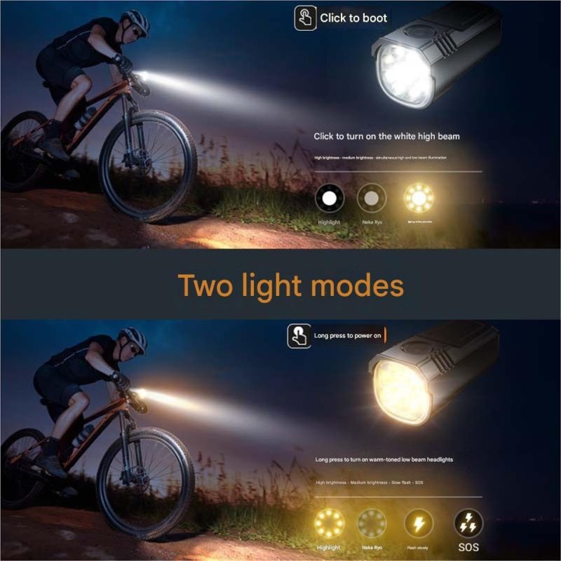 Bike Lights for Night Riding, Adjustable Modes Bicycle Lights Front , Rechargeable & IP65 Waterproof Bike Headlight