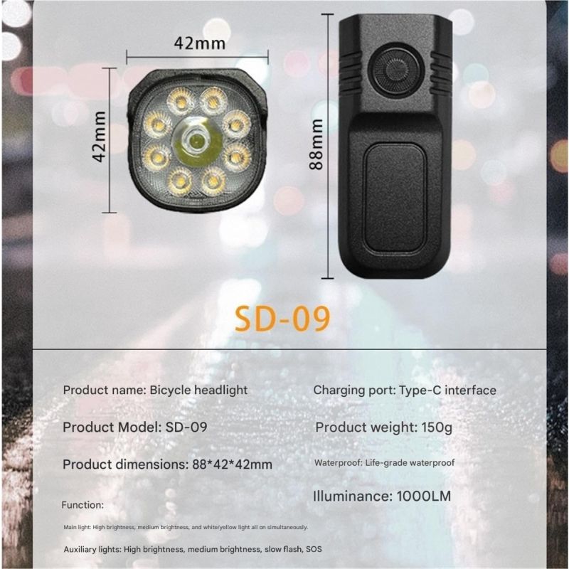 Bike Lights for Night Riding, Adjustable Modes Bicycle Lights Front , Rechargeable & IP65 Waterproof Bike Headlight